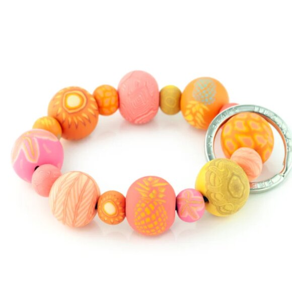 103 JILZARAH Handcrafted Polymer Clay Bead Bracelet Keychain Papaya Punch - Picture 1 of 2